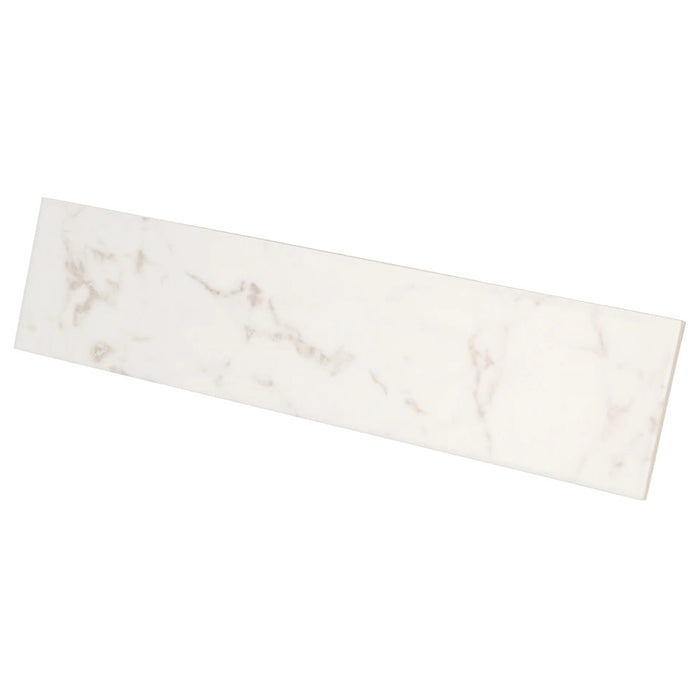 Carrara Matt 7.5 x 30 white body ceramic wall tile with matt marble effect finish