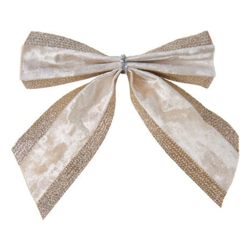 Champagne velvet-look ribbon bow with glitter edges