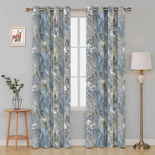Cottonopolis Marine lined eyelet curtains in deep blue cotton with a classic finish