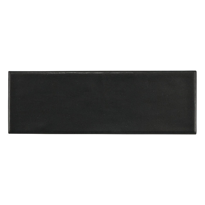 Country Anthracite Matt wall tile in a rich anthracite colour, shown as a single 6.5 × 20 cm white body ceramic tile.