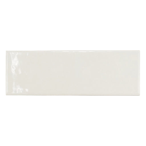 Country Blanco gloss wall tile in a crisp white colour, shown as a single 6.5 × 20 cm white body ceramic tile.