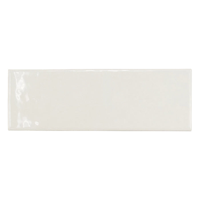Country Blanco gloss wall tile in a crisp white colour, shown as a single 6.5 × 20 cm white body ceramic tile.