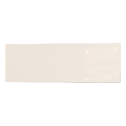 Country Ivory gloss wall tile in a soft ivory colour, shown as a single 6.5 × 20 cm white body ceramic tile.