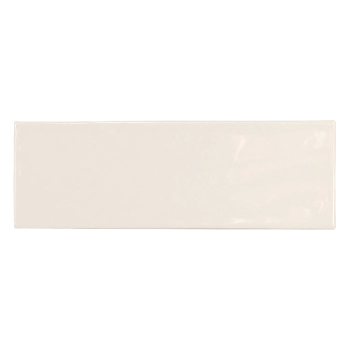 Country Ivory gloss wall tile in a soft ivory colour, shown as a single 6.5 × 20 cm white body ceramic tile.