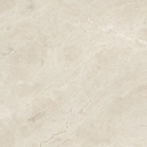 Close-up marble-effect veining detail of Dakota Cream porcelain tile