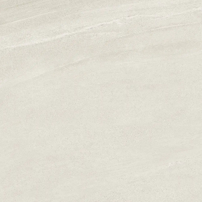 Close-up directional stone grain detail of Eddystone Blanco porcelain tile