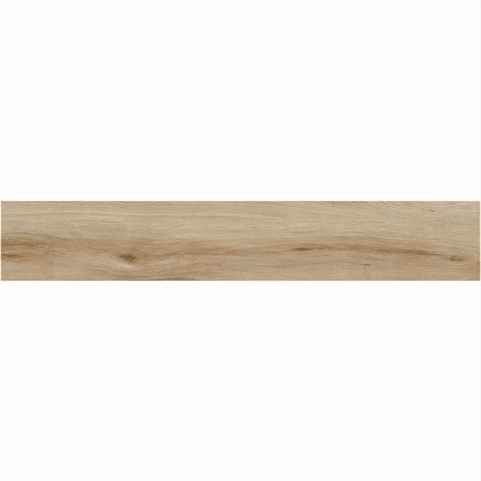 Close-up of English Oak Rectified Porcelain 20x120 tile showing realistic oak grain and natural wood-effect finish