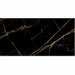 Close-up of Equinox Polished Porcelain 60x120 black marble-effect tile with polished finish and dramatic gold veining