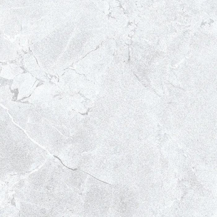 Close-up veining detail of Eternia Compact White porcelain tile
