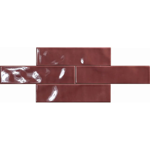 Fashion Burdeos glossy ceramic wall tile shown in a brick-bond layout