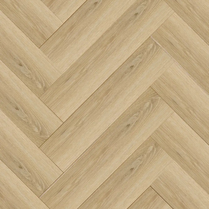 Close-up herringbone pattern detail of Galway 12mm laminate flooring