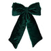 Padded dark green velvet-look chair bow with full loops and long tails