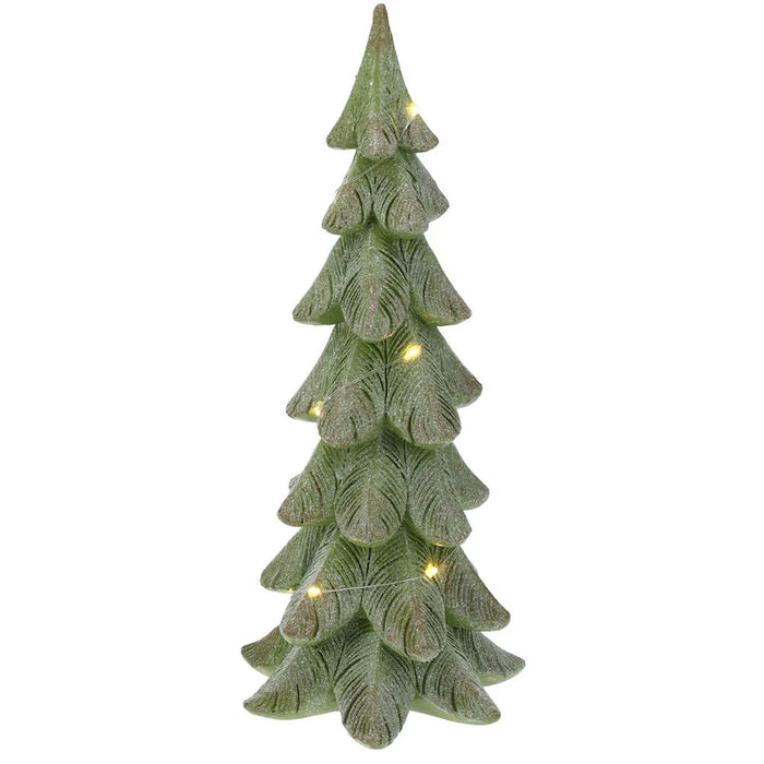 Green Christmas Tree ornament with warm LED lights, 29cm