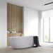 Homeful Essentials Blanco Brillo white gloss wall tiles with wood slat feature wall