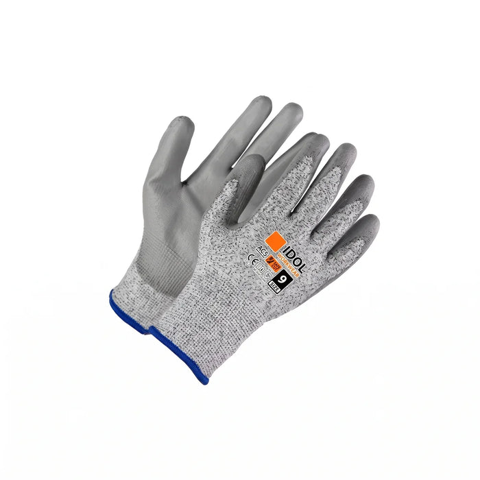 IDOL Gloves AC5 9/L – cut-resistant work gloves with polyurethane-coated palm