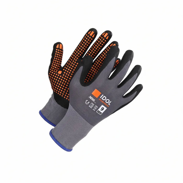 IDOL Safety Gloves ND60 9/L – nitrile-coated work glove with dotted grip