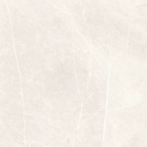 Close-up marble-effect veining detail of Inari Crema Lappato porcelain tile