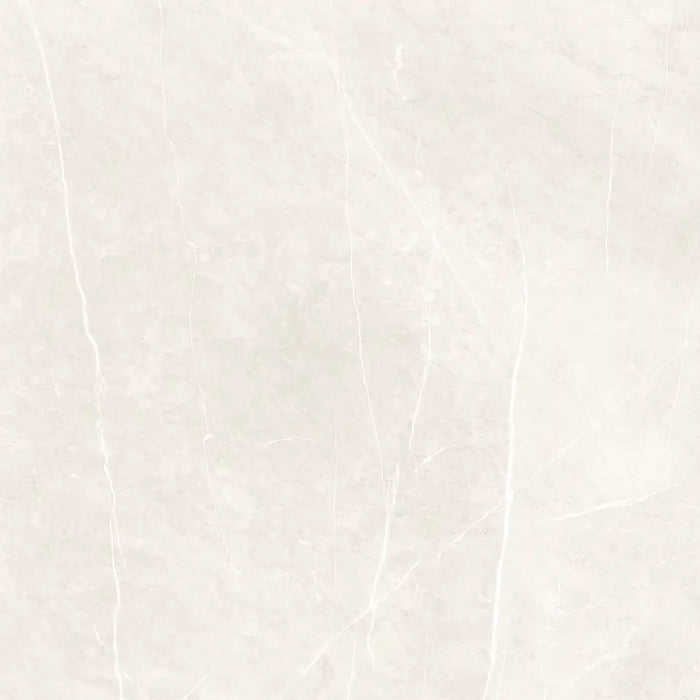Close-up marble-effect veining detail of Inari Crema Lappato porcelain tile