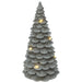 Intricate Snowy Green Christmas Tree ornament with warm LED lights, 16cm