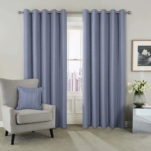 Jacob Blue thermal blackout interlined eyelet curtains for light control and insulation