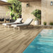 Koen Caramello wood-effect porcelain tiles used for an outdoor terrace