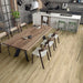 Krono Canyon Oak long plank laminate flooring in an open-plan kitchen setting