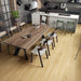 Krono Condor Oak long plank laminate flooring in an open-plan kitchen setting