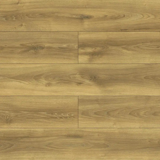 Close-up wood-grain detail of Krono Falcon Oak 12mm laminate flooring