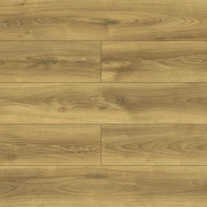 Close-up wood-grain detail of Krono Falcon Oak 12mm laminate flooring