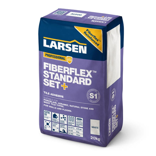 Larsen Fibreflex Standard Set+ White 20kg – flexible wall and floor tile adhesive with extended open time