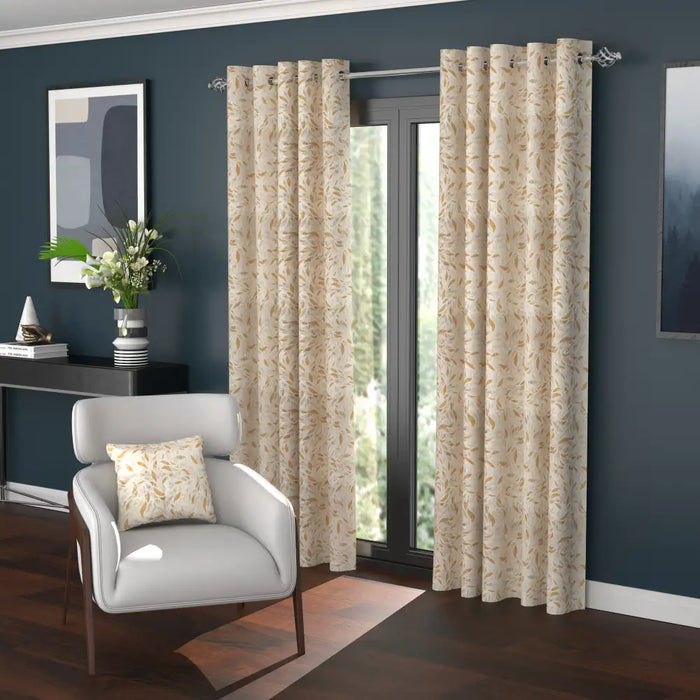 Lisbon Natural eyelet curtains with polar fleece lining for a cosy neutral touch