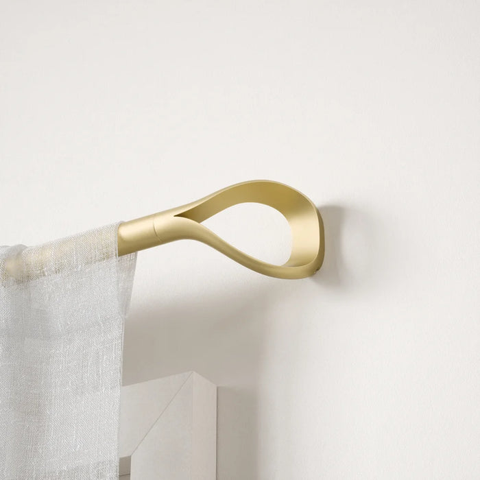 Loop gold curtain pole wall-mounted bracket with sheer curtain