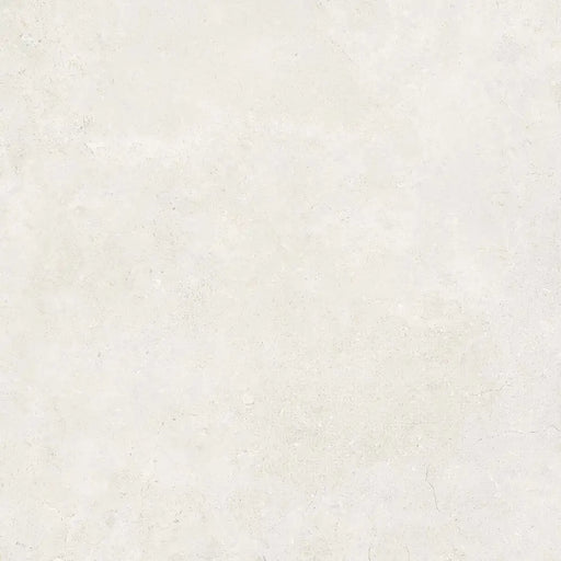 Close-up natural stone texture detail of Montpellier Blanco porcelain tile