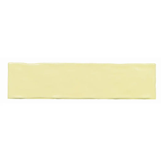 Music Lemon glossy ceramic wall tile in soft pale yellow