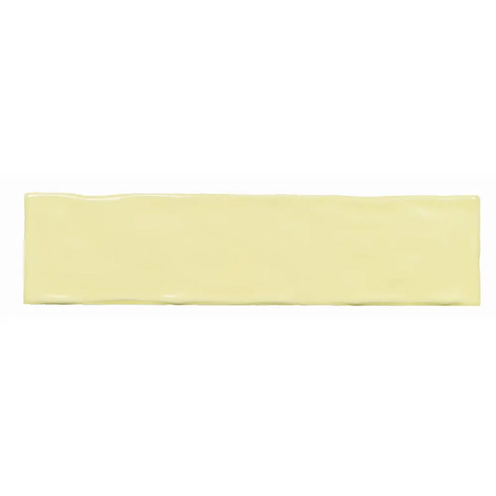 Music Lemon glossy ceramic wall tile in soft pale yellow