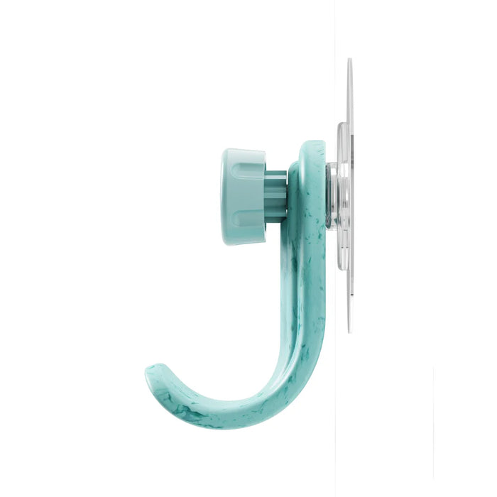 Nami adhesive hook in ocean blue colour, side profile view
