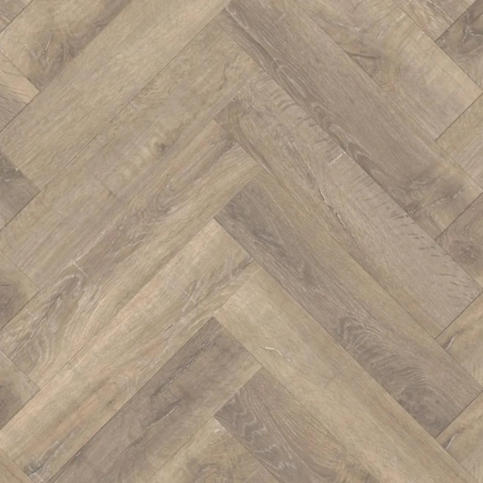 Close-up herringbone pattern detail of Nottingham 12mm laminate flooring