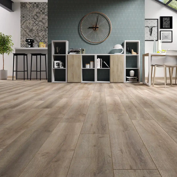 Nottingham 12mm laminate flooring in an open-plan living space