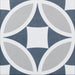 Olympia Mix geometric patterned porcelain tile in blue, grey and white