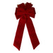 Large layered red velvet-look bow with long flowing tails