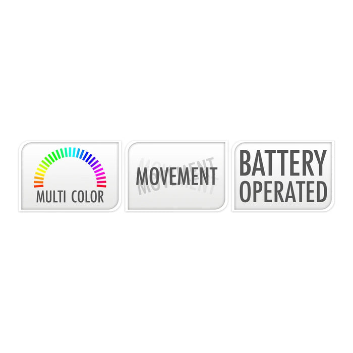 Multi colour, movement and battery operated feature icons