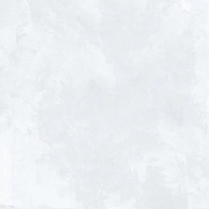 Close-up plaster-effect surface detail of Rue De Paris Blanco porcelain tile
