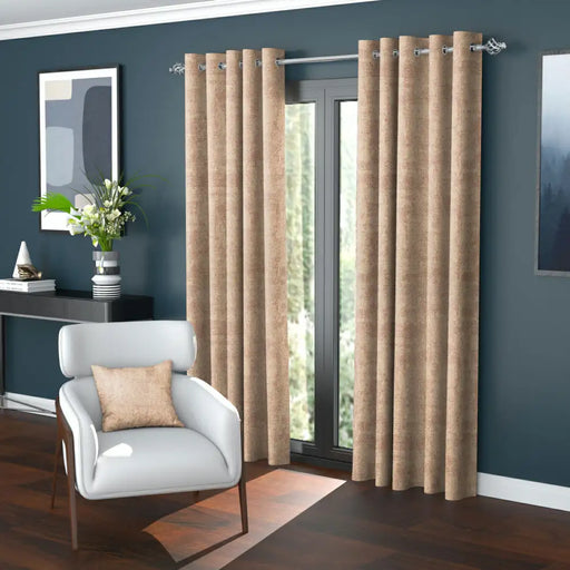 Sahara Brick polar fleece curtains with eyelets in a rich terracotta tone