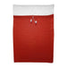 Red Santa sack laid flat, with a white top band and drawstring with pom-pom ends