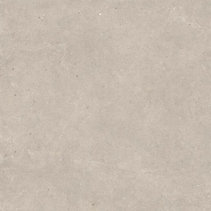 Close-up natural stone veining detail of Serena Mud porcelain tile