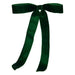 Single dark green velvet-look bow with long tails
