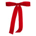 Single red velvet-look bow with long tails