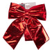 Glossy metallic red door bow with full loops and long tails