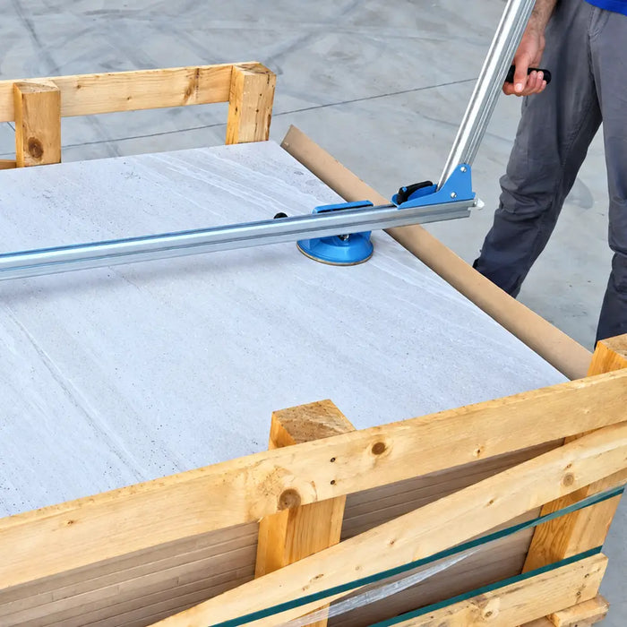 Sigma Ergo-Lift 1E lifting a tile out of a wooden crate