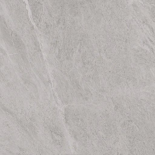 Close-up of Silea Gris Rectified 60x60 porcelain tile with soft grey stone-effect veining